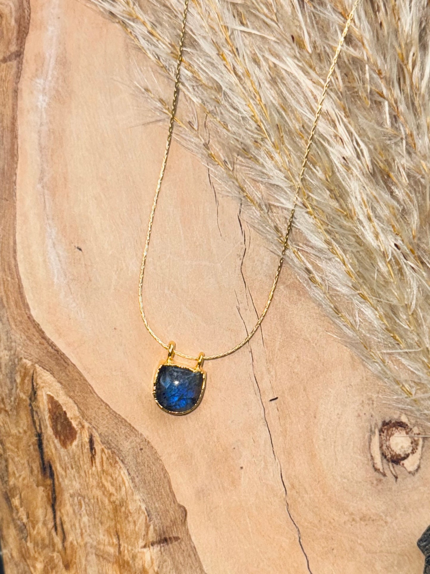 Labradorite + Gold Pendant Necklace