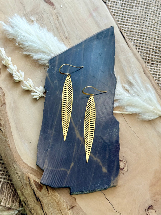 Skinny Gold Leaf Earrings