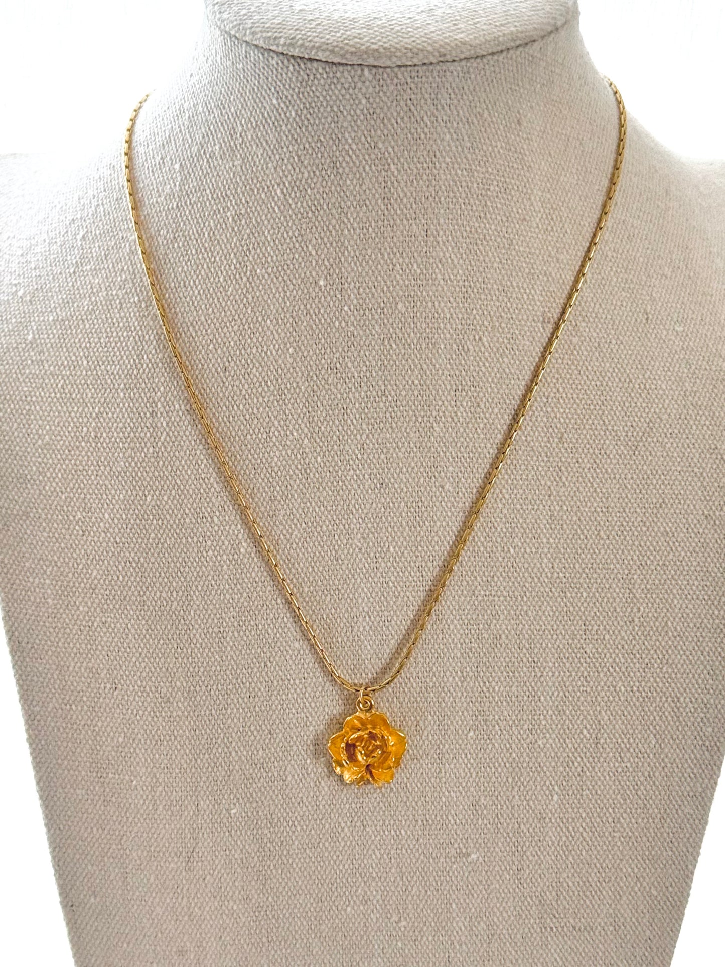 Matte Gold Peony Necklace