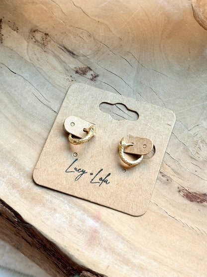 Green Eyed + Scaled Snake Huggie Earrings
