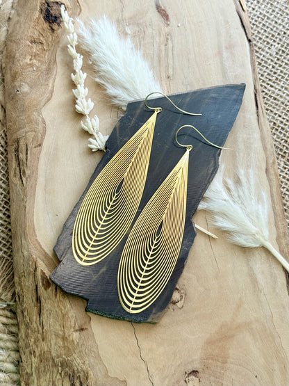 Gold Teardrop Leaf Earrings