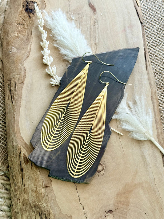 Gold Teardrop Leaf Earrings