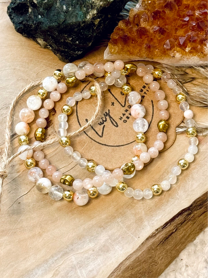 Peach + Gray Gold Skully Stack (3-stack)