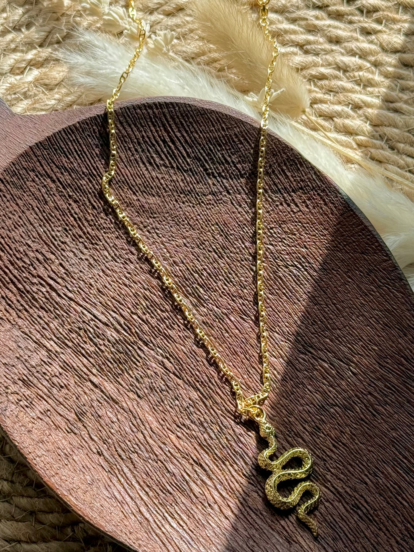 Gold Textured Snake Necklace