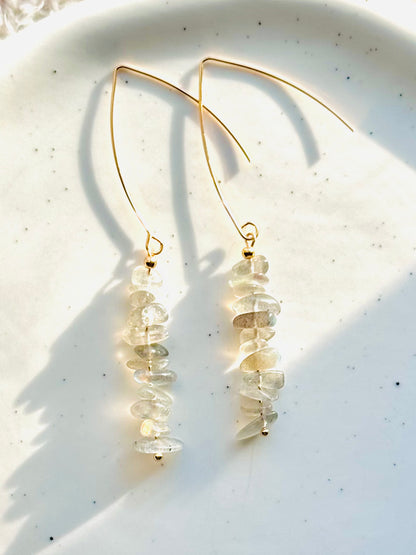 Labradorite + Gold Threader Earrings