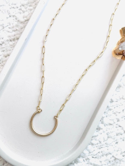 Matte Gold Horseshoe Necklace