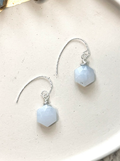 Blue Chalcendony + Silver Earrings