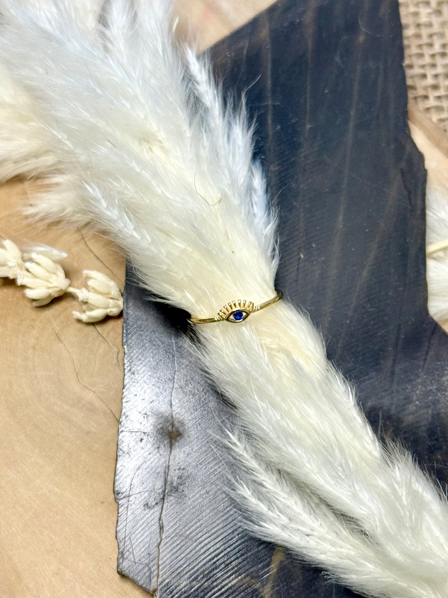 Gold Filled Blue Evil Eye Ring