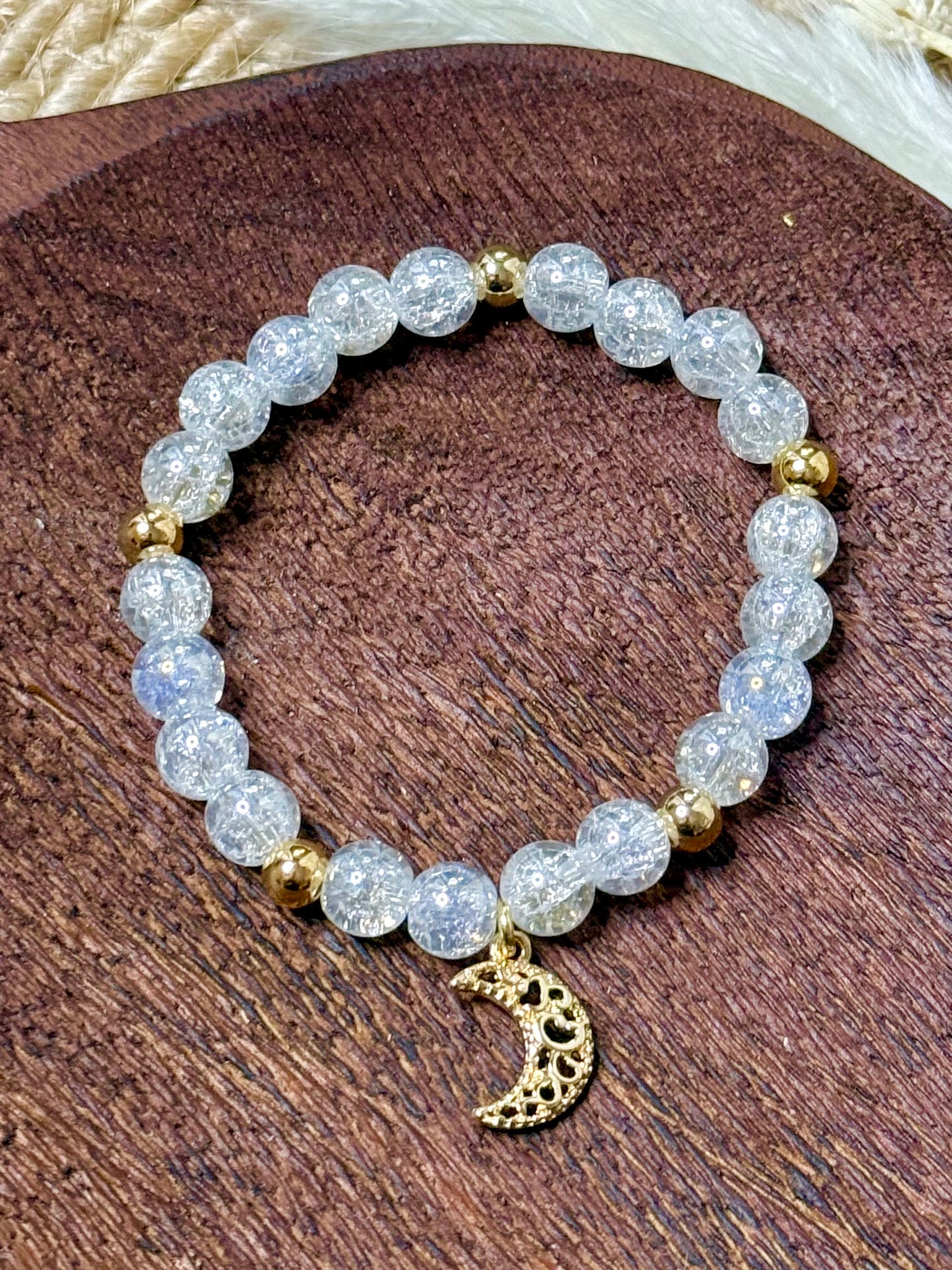 Cracked Aura Quartz + Gold Chunky Charm Band