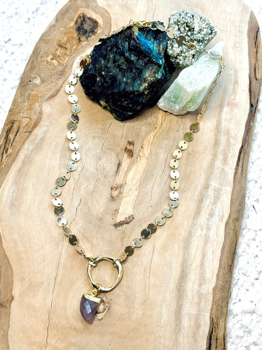 Chocolate Moonstone + Gold Eternity Necklace