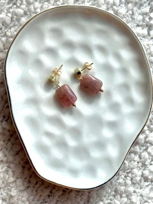 African Red Aventurine + Gold Post Earrings