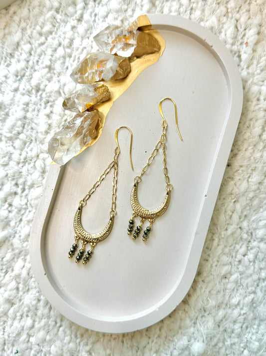 Pyrite + Gold Chandelier Earrings