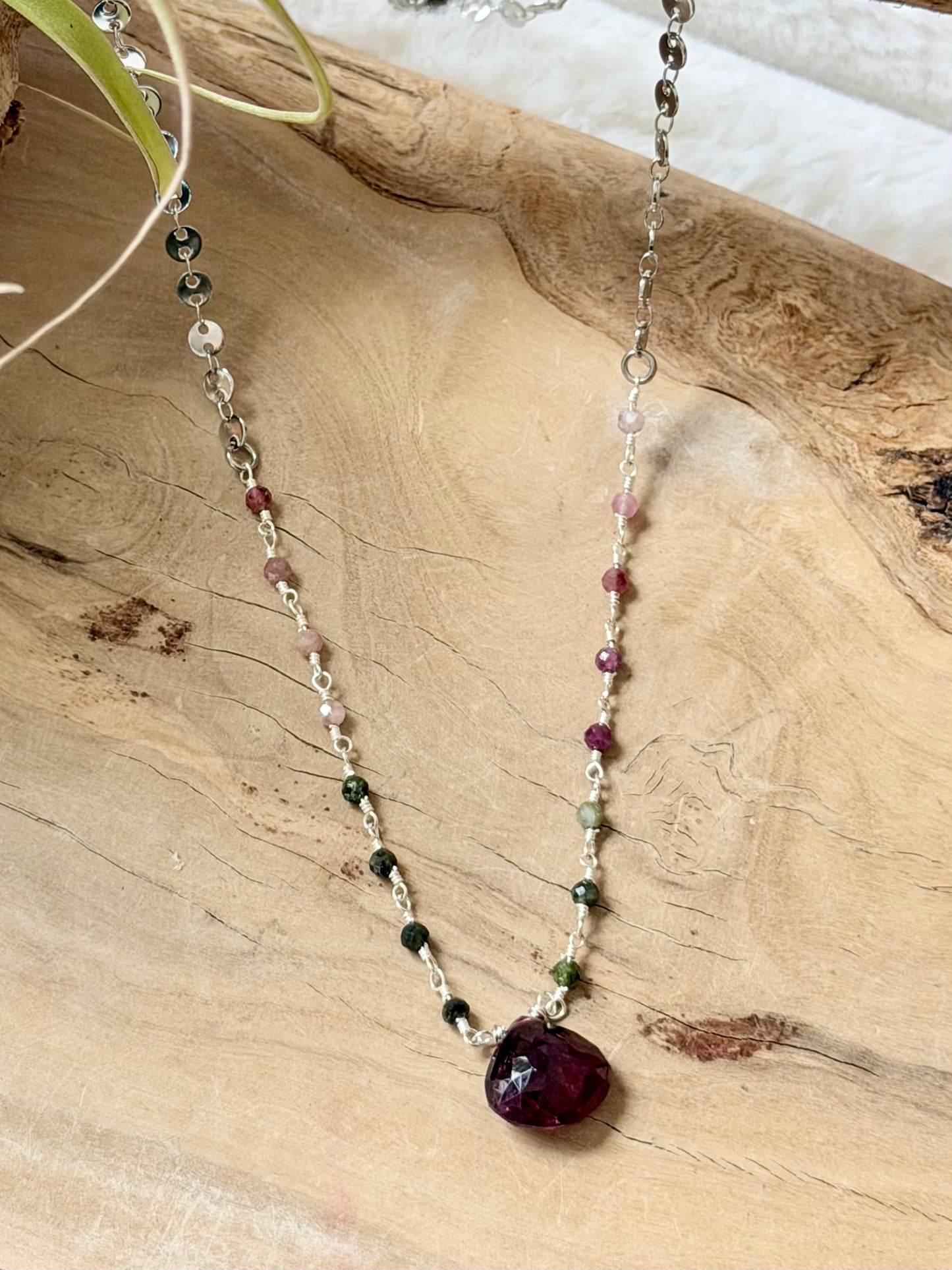 Tourmaline + Silver Stainless Necklace
