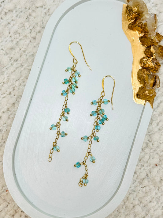 Apatite + Gold Cluster Earrings