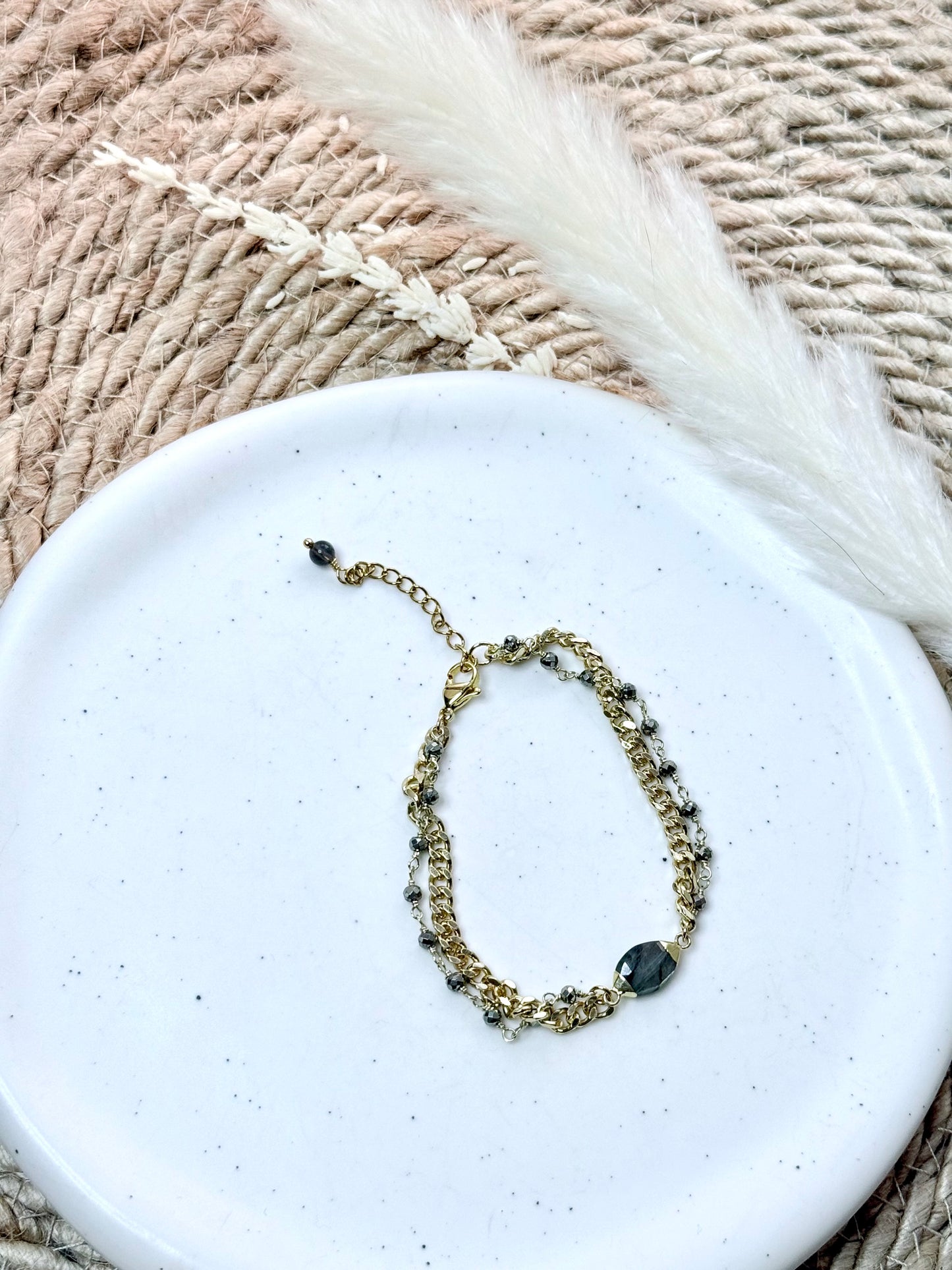 Labradorite + Pyrite Gold Bracelet