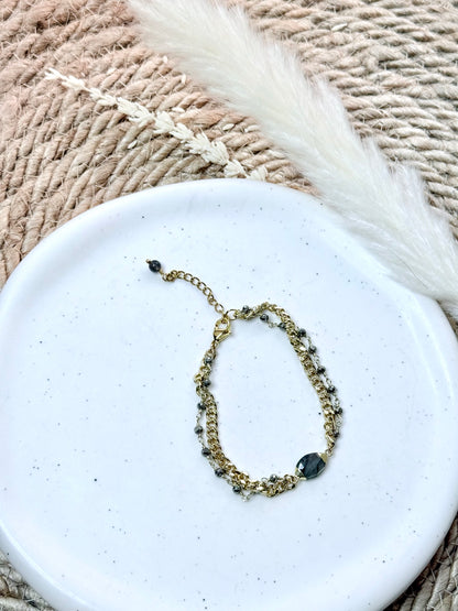 Labradorite + Pyrite Gold Bracelet