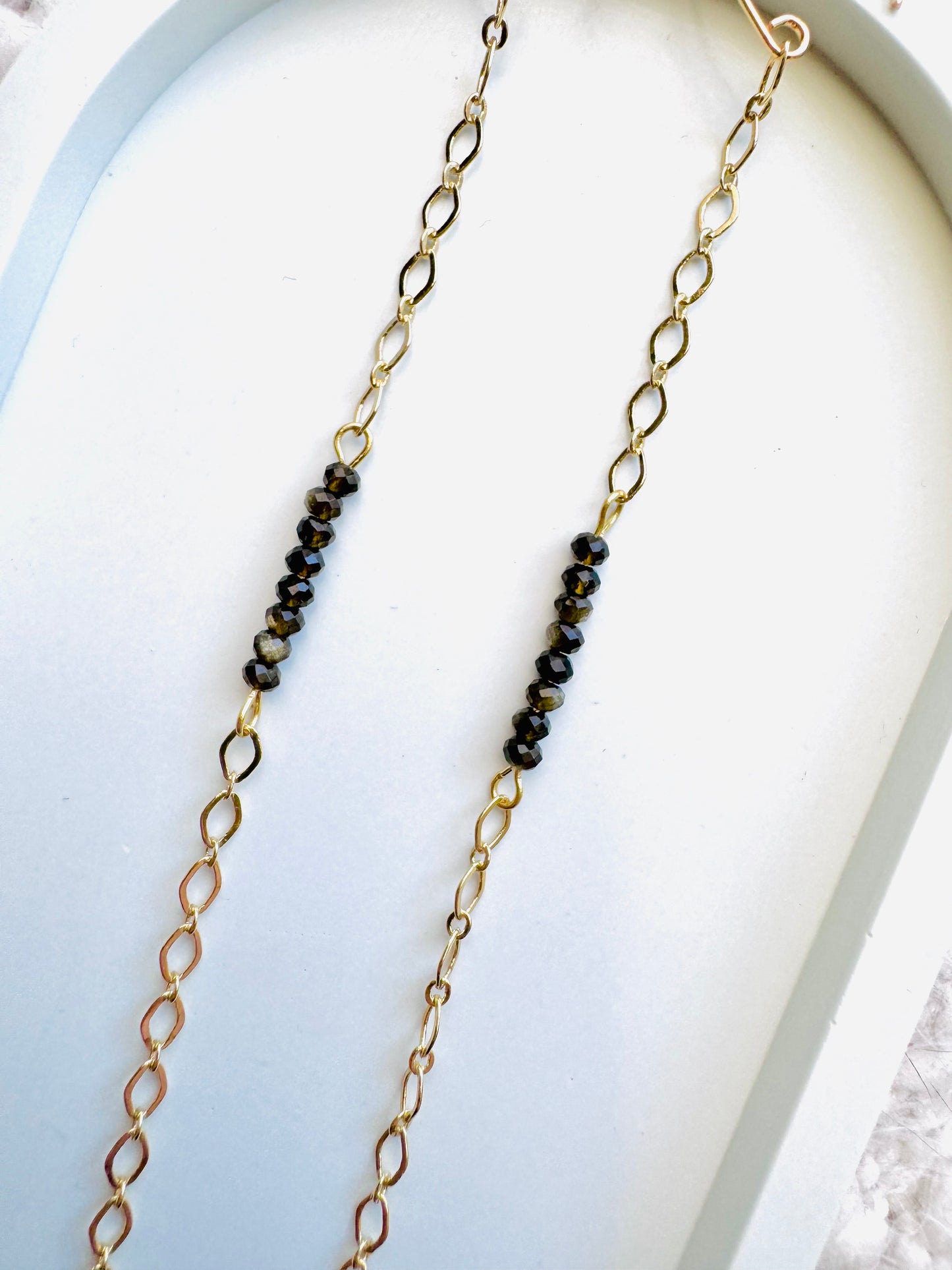 Golden Obsidian + Gold Long Duster Earrings