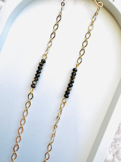 Golden Obsidian + Gold Long Duster Earrings