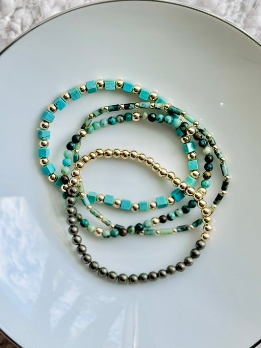 African Turquoise + Gold (4-stack)