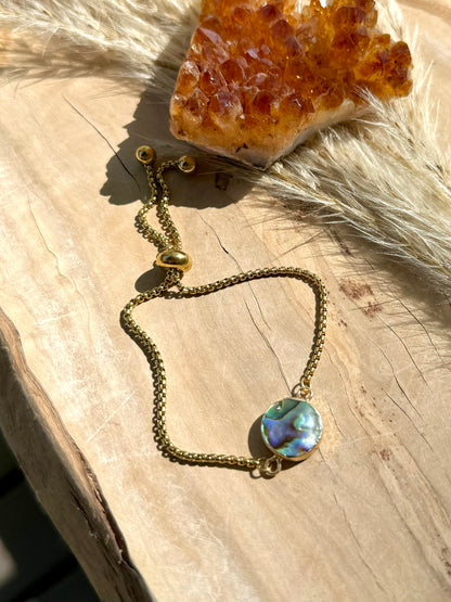 Gemstone Pendant + Gold Slider Chain Bracelet