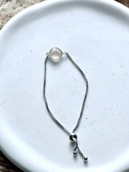 Gemstone Pendant + Silver Slider Chain Bracelet