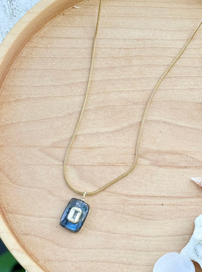 Labradorite + White Topaz Gold Necklace