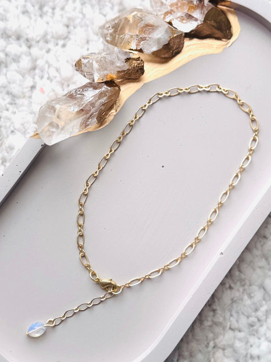 Matte Gold Infinity-Oval Chain Anklet
