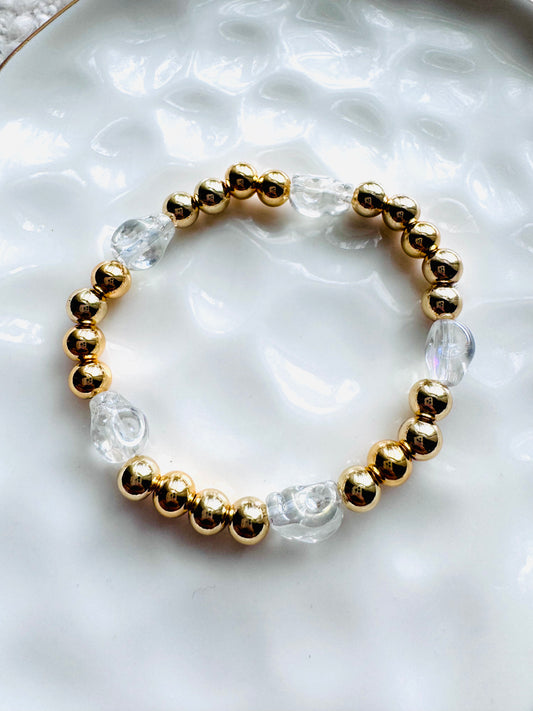 Gold + Glass Skully Bracelet