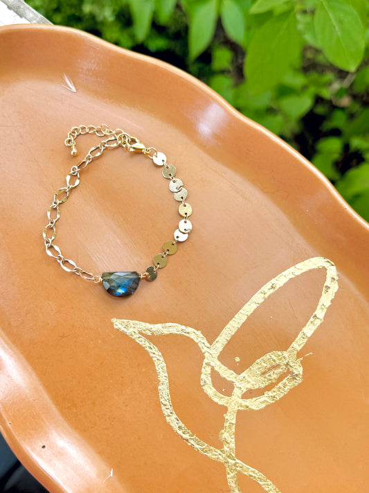 Labradorite + Gold Chain Bracelet