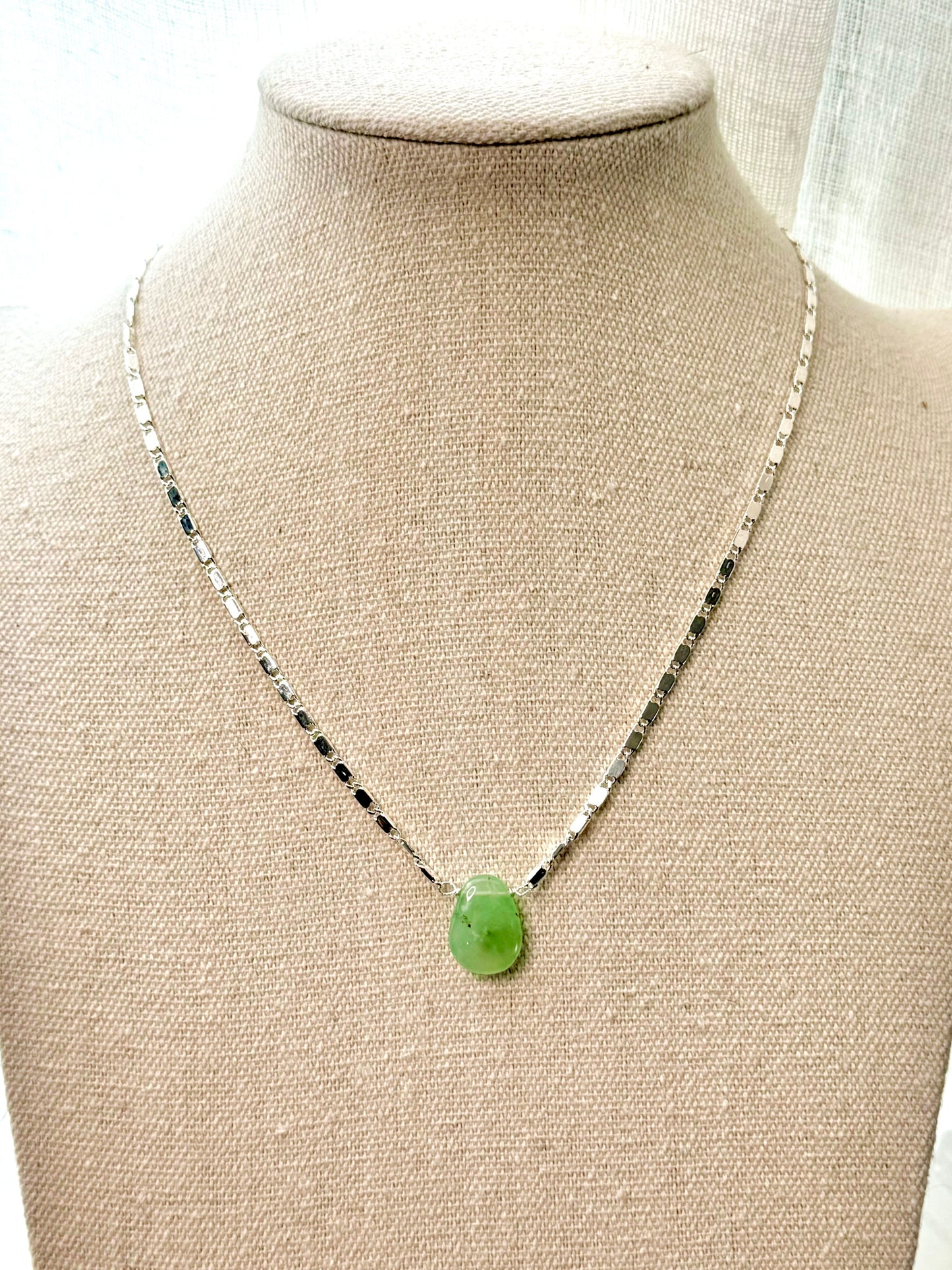 Chrysoprase + Silver Necklace