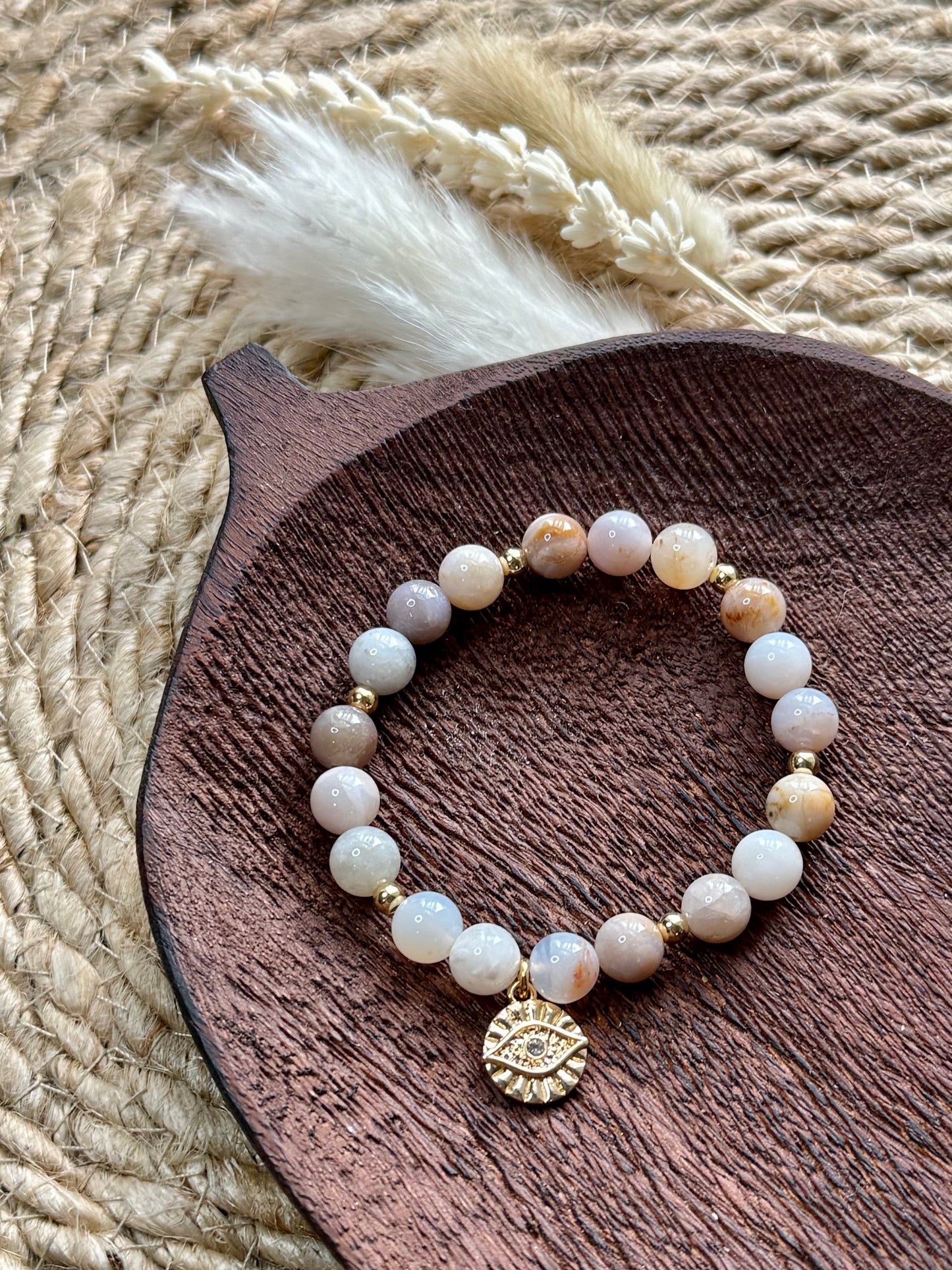 Winter Blossom Agate + Gold Chunky Charm Band