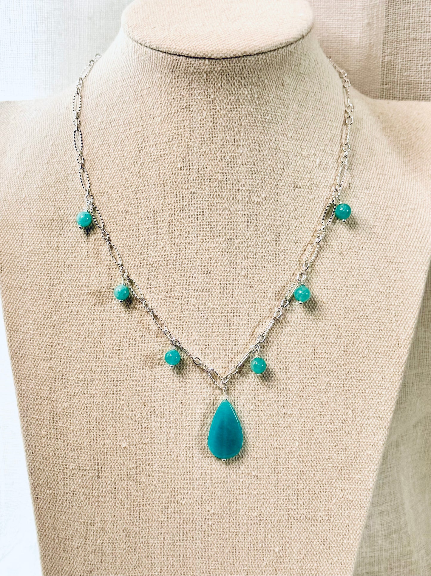 Peruvian Amazonite + Silver Necklace