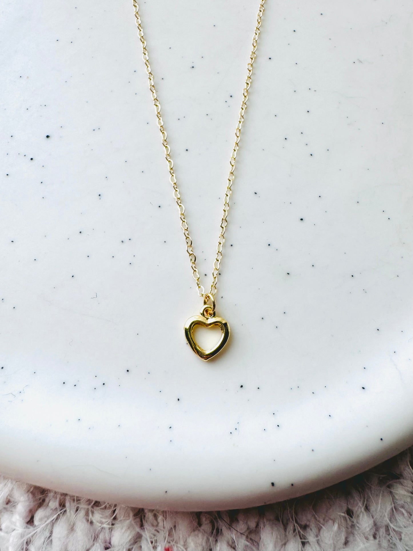 Gold Open Heart Chain Necklace