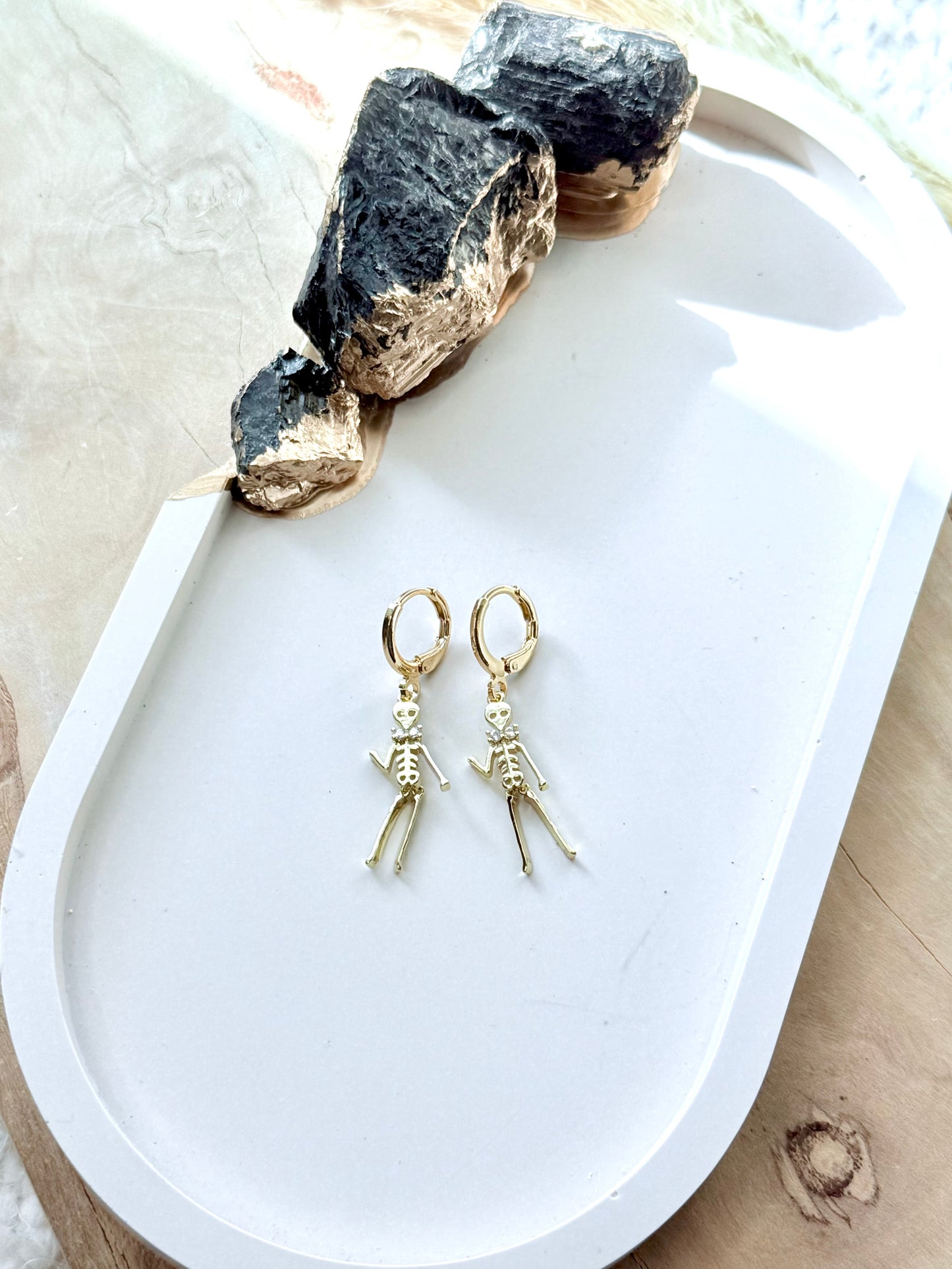 Gold Dancing Skeleton Earrings