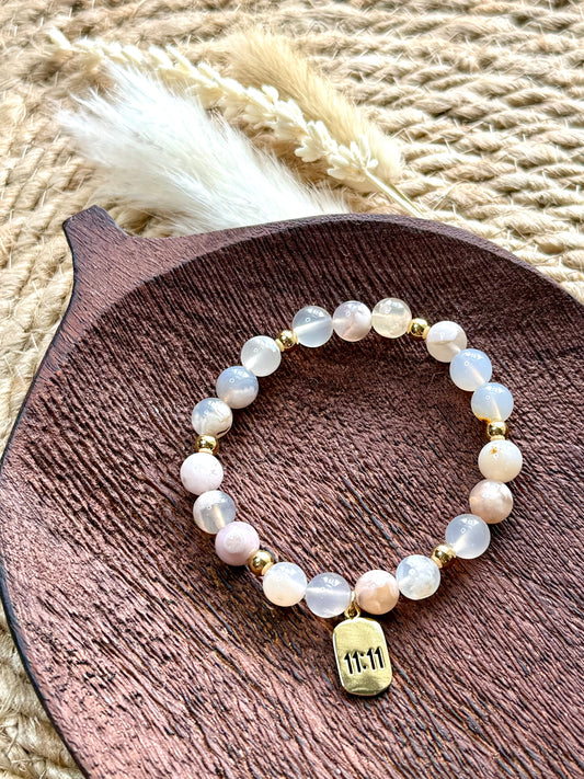 Winter Blossom Agate + Gold Chunky Charm Band