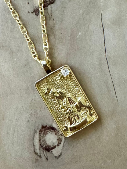 Tarot Card Gold Necklace - Strength