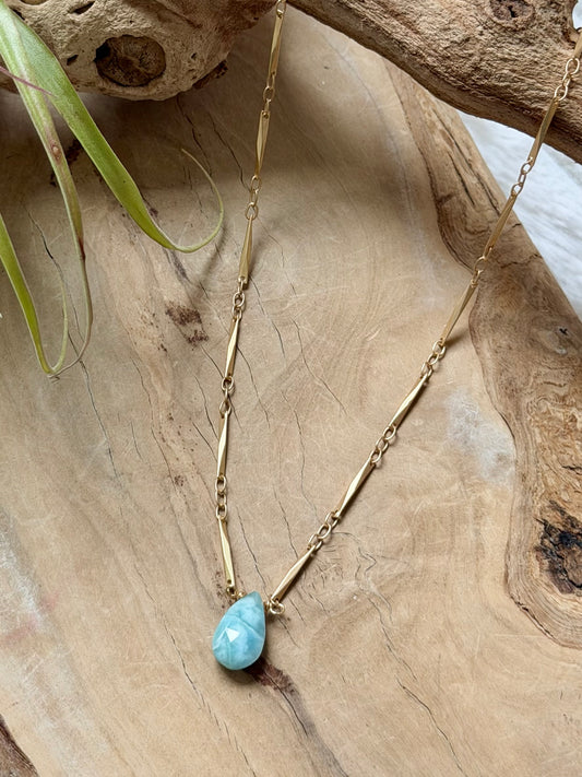 Larimar + Matte Gold Necklace
