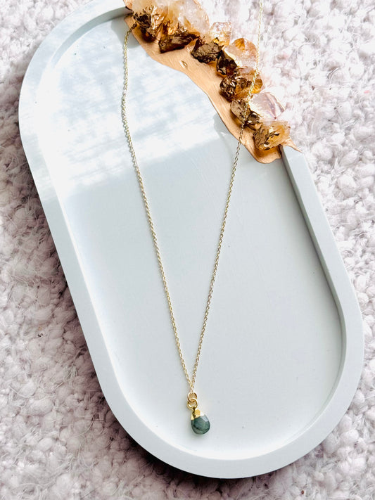 Labradorite + Gold Mini Pendant Necklace