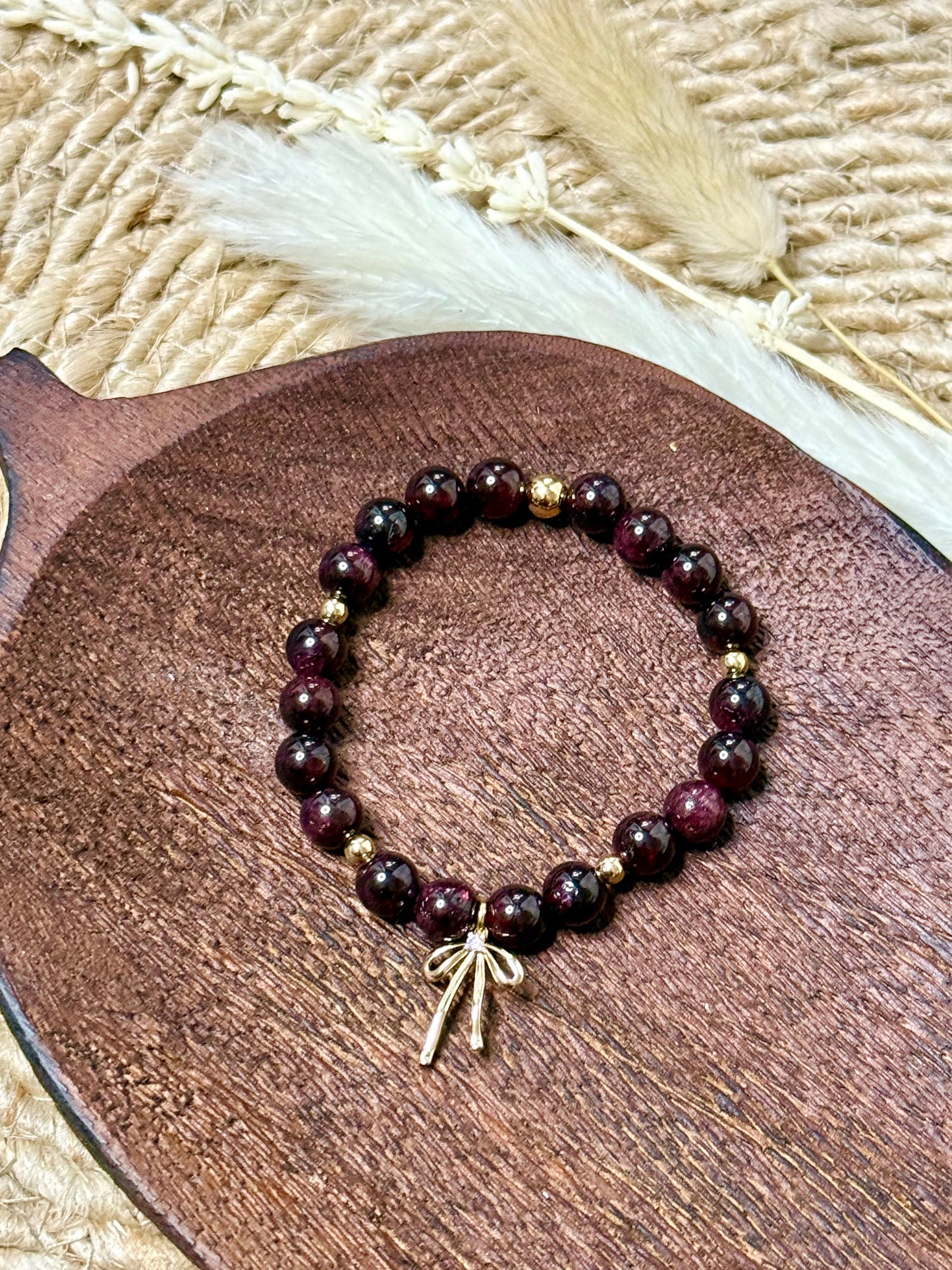 Garnet + Gold Chunky Charm Band