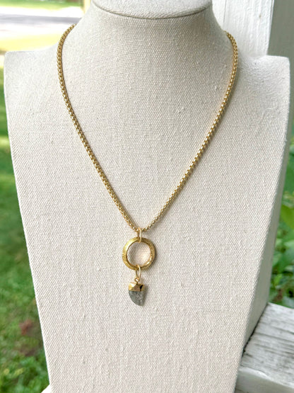 Rutilated Quartz + Matte Gold Boho Necklace