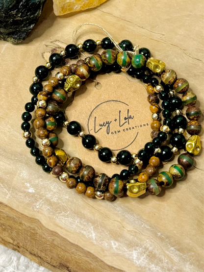 Green + Brown Gold Skully Stack (4-stack)