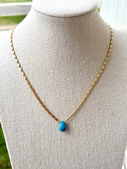 Sleeping Beauty Turquoise + Matte Gold Necklace