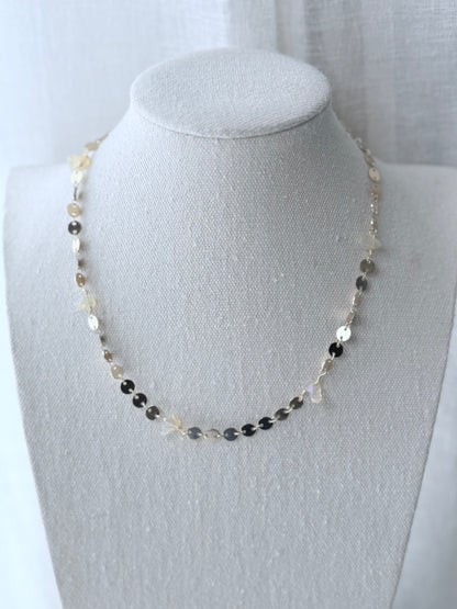 Ethiopian Opal + Gold Sequin Chain Necklace