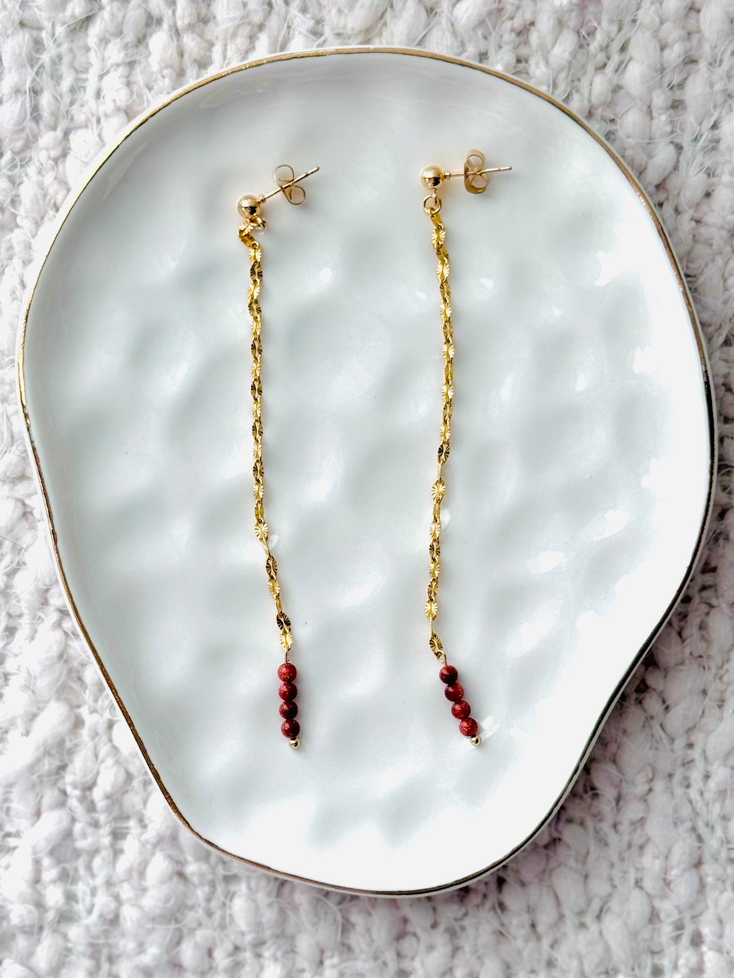 Goldstone + Gold Duster Earrings