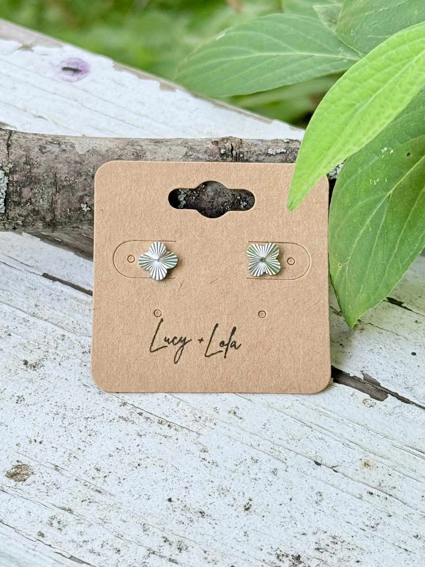 Textured Clover Mini Stud Earrings