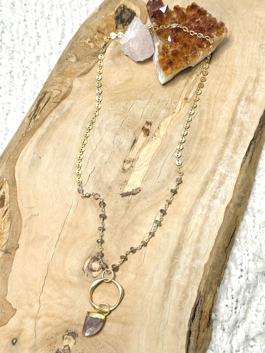 Chocolate Moonstone  + Matte Gold Eternity Necklace