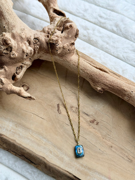 Labradorite + White Topaz Gold Necklace