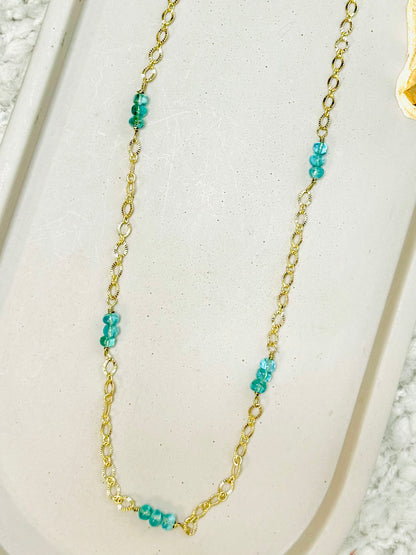 Apatite + Gold Chain Necklace