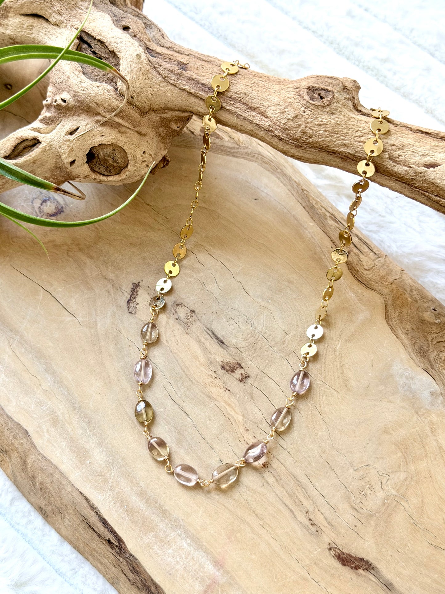 Ametrine + Gold Sequin Necklace