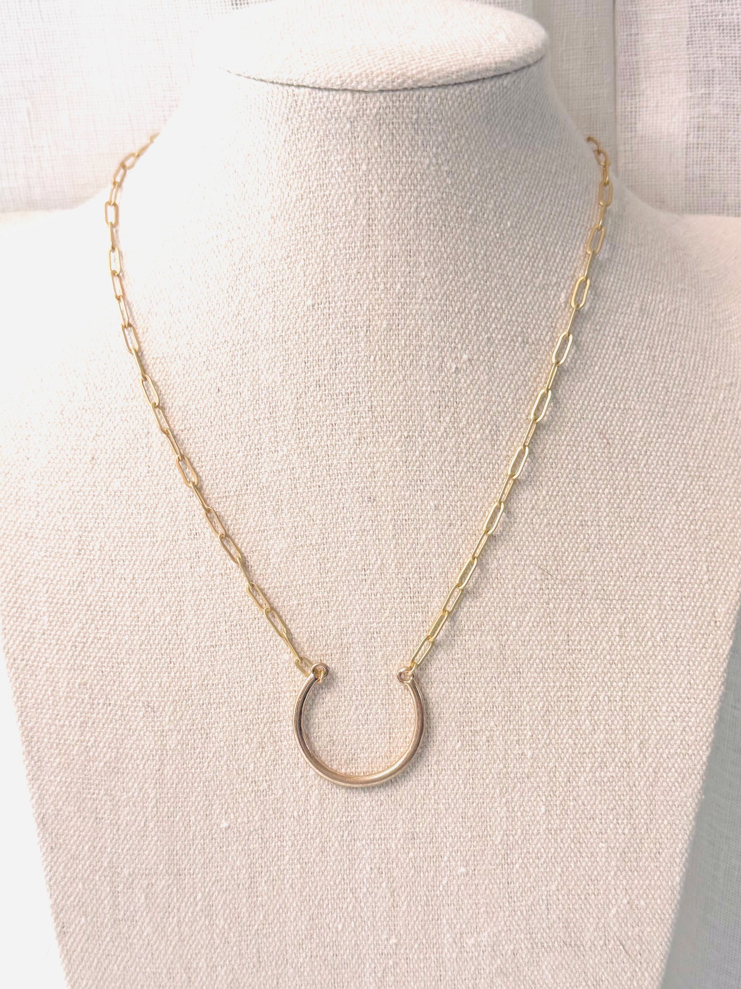 Matte Gold Horseshoe Necklace